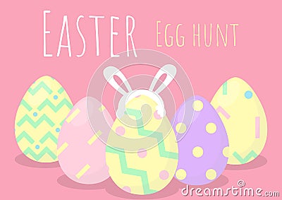 Happy easter egg hunt greeting template background Vector Illustration