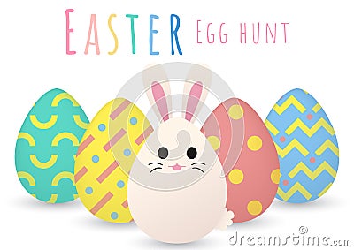 Happy easter egg hunt greeting template background Vector Illustration