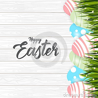 Happy easter with eggs background Vector Illustration