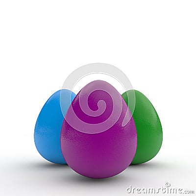 Happy easter eggs, poster, colored realistic eggs, white background, holiday card, isolated Stock Photo