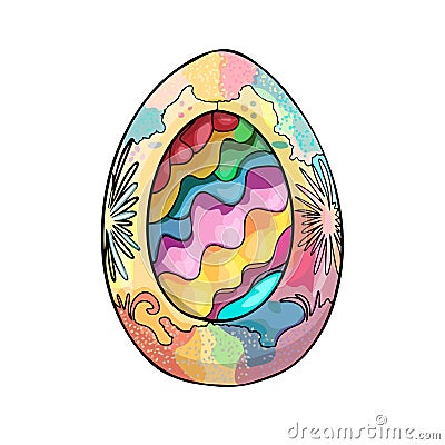 Happy Easter. An elegant rainbow-colored egg. Isolated on a white background as a designer blank Stock Photo