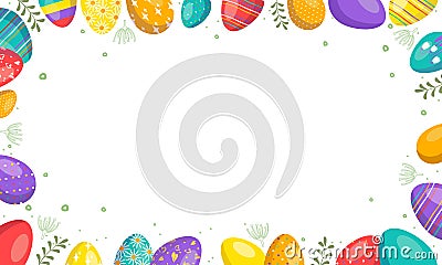 Happy Easter frame with eggs Vector Illustration