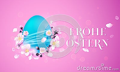 Happy Easter German Frohe Oster Paschal egg vector greeting card Vector Illustration