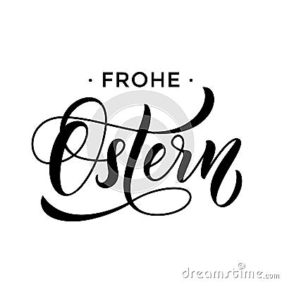 Happy Easter German Frohe Oster Paschal text greeting card Vector Illustration