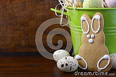 Happy Easter gingerbread cookie bunnies Stock Photo