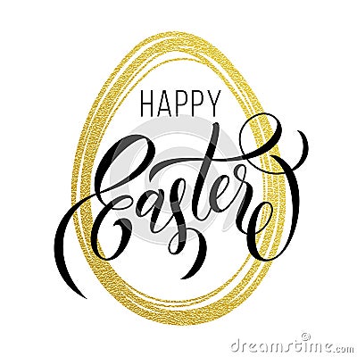 Happy Easter gold egg paschal greeting Vector Illustration