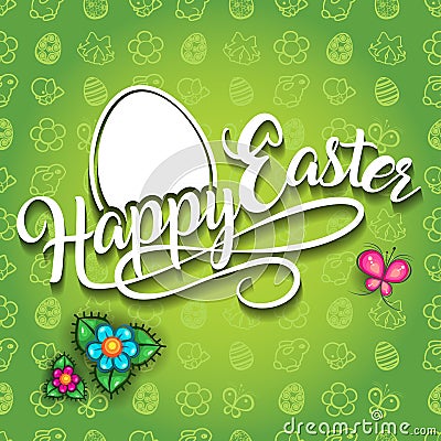 Happy Easter Green Decorative Background Stock Photo