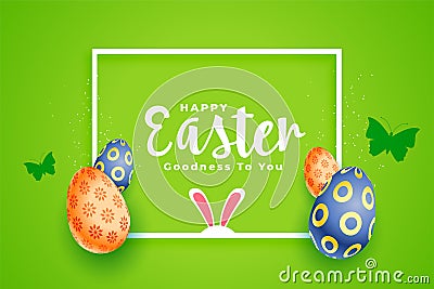 Happy easter green greeting card design Vector Illustration