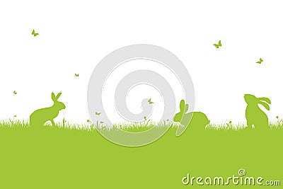 Happy Easter - green silhouette Vector Illustration