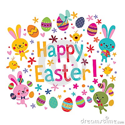 Happy Easter greeting card Vector Illustration