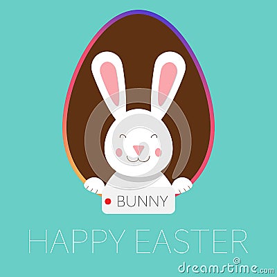 Happy easter greeting card bunny and egg Vector Illustration