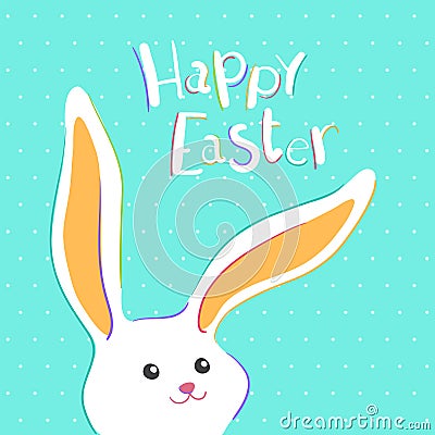 Happy Easter greeting card with colorful bunny. Vector illustration Vector Illustration