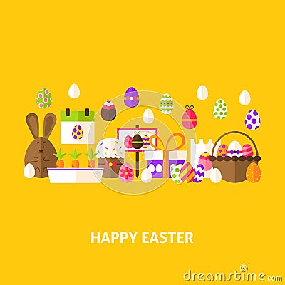 Happy Easter Greeting Card Vector Illustration