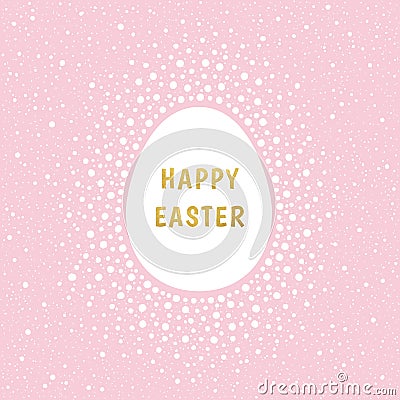 Happy Easter greeting card with gold letters and egg Vector Illustration