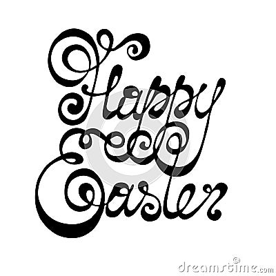 Happy Easter greeting card text, hand drawn lettering Vector Illustration