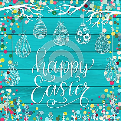 Happy Easter Greeting holiday celebration card Cartoon Illustration