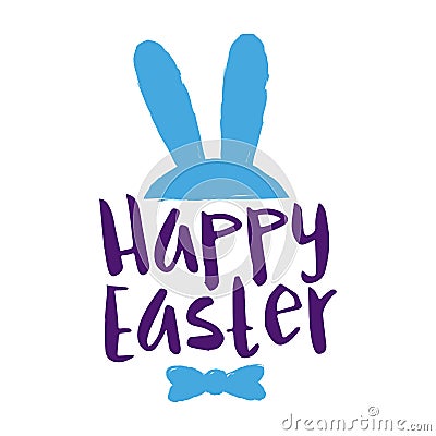 Happy Easter Greetings With Bunny Ears Sillhouette Vector Illustration