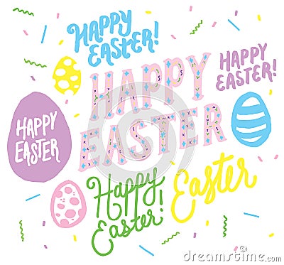 Happy Easter Hand Drawn Easter Vector Graphics Vector Illustration