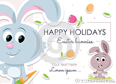 Happy Easter - Happy Holidays from Easter bunnies Stock Photo