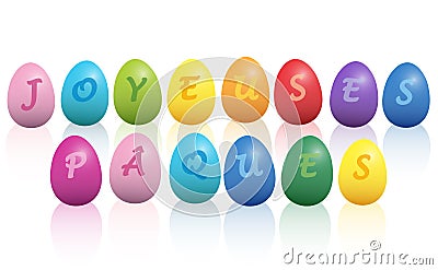 Happy Easter Joyeuses Paques French Phrase Vector Illustration