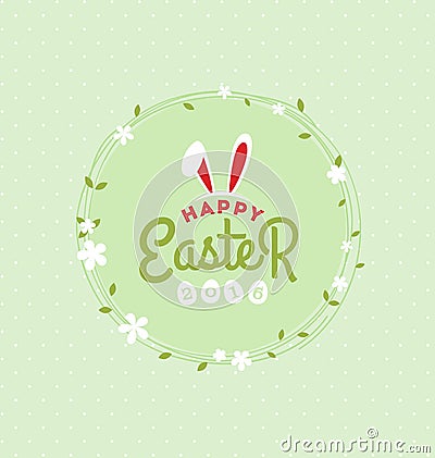 Happy Easter Lettering Greeting Card Vector Illustration