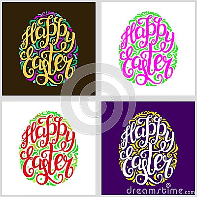 Happy Easter lettering typography cards Vector Illustration