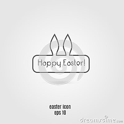 Happy easter line icon. Vector Banner with rabbit bunny ears and seasonal greetings. Symbol, isolated design element for web and p Vector Illustration