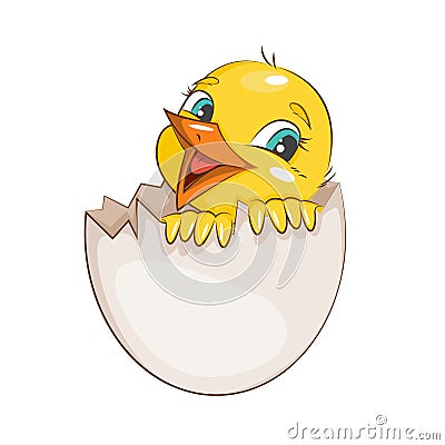 Happy Easter! Little chicken. Vector Illustration