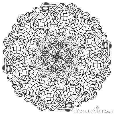 Happy Easter mandala of colored eggs coloring page vector Vector Illustration