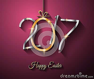 Happy 2017 Easter modern and elegant background with a Golden egg Stock Photo