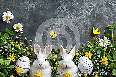 Happy easter Orange Zest Eggs Innocent Basket. White bike basket Bunny easter blessing for children. Array background wallpaper Cartoon Illustration