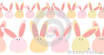 Happy Easter ornaments and decorative elements. Vector seamless horisontal border with easter bunnys Vector Illustration