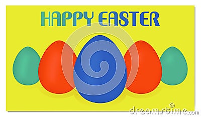 Happy Easter poster, postcard. Bright colorful eggs. Celebration, religion, traditions. Graphic elements for website Vector Illustration