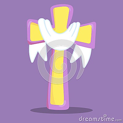 happy easter purple cross 12 Vector Illustration