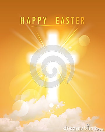 Happy Easter religious card Vector Illustration