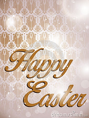 Happy Easter Retro Damask Background Stock Photo