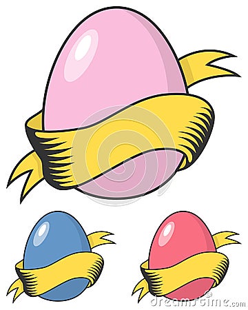 Happy Easter Retro Egg with Ribbon Vector Illustration