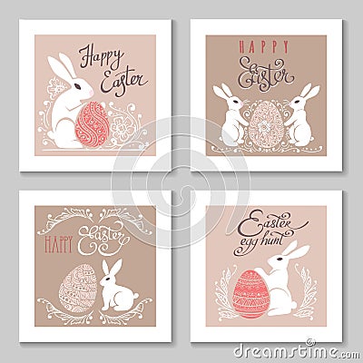 Happy easter retro posters Vector Illustration