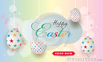 Happy Easter sale background with eggs. Wallpaper.flyers, invitation, posters. Images vectorielles Vector Illustration