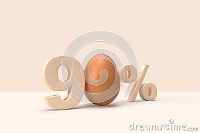 Happy Easter sale gold egg number 90 percentages on pastel abstract background. Stock Photo
