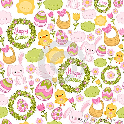 Happy Easter seamless pattern. Vector Illustration