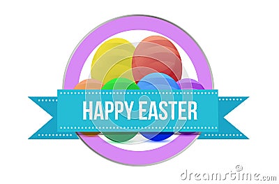 Happy, Easter sign seal illustration isolated Cartoon Illustration