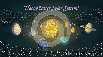 Happy Easter Solar System Stock Photo