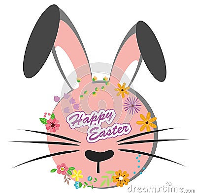 Happy Easter, sweet bunny with flowers design Stock Photo