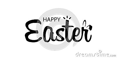 Happy easter text illustration. Horizontal greeting banner with bunny. Vector Vector Illustration