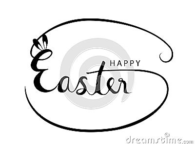 Happy Easter Text Typography with Black Ears Rabbit Vector illustration Cartoon Illustration
