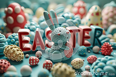 Happy easter easter tree Eggs Community Basket. White fun Bunny illustration magazine. Springtime background wallpaper Cartoon Illustration