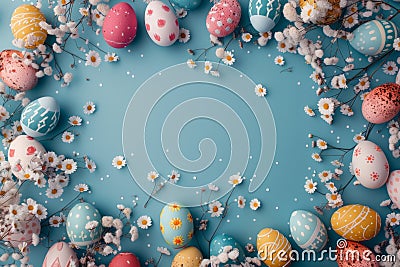 Happy easter Unique designs Eggs Easter hunt Basket. White muted Bunny Surface area. Happy Easter background wallpaper Cartoon Illustration
