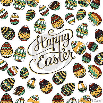 Happy Easter. Unique lettering poster. Vector Illustration