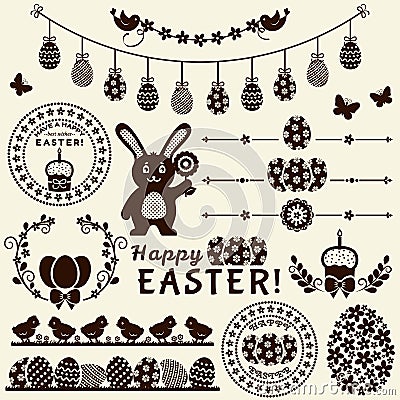 Happy Easter! Vector design elements. Vector Illustration